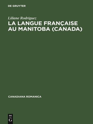 cover image of La langue française au Manitoba (Canada)